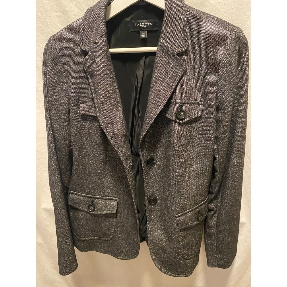 Women's Talbots Black Blazer‎ Jacket with Pockets Size 10P